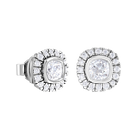 Cushion-Cut Lab Grown Diamond Halo Stud Earrings