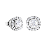Cushion-Cut Lab Grown Diamond Halo Stud Earrings