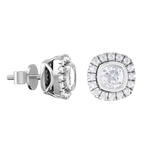 Cushion-Cut Lab Grown Diamond Halo Stud Earrings