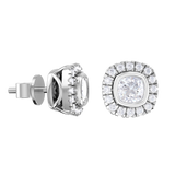 Cushion-Cut Lab Grown Diamond Halo Stud Earrings