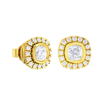 Cushion-Cut Lab Grown Diamond Halo Stud Earrings