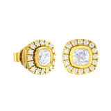 Cushion-Cut Lab Grown Diamond Halo Stud Earrings