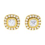 Cushion-Cut Lab Grown Diamond Halo Stud Earrings
