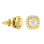 Cushion-Cut Lab Grown Diamond Halo Stud Earrings