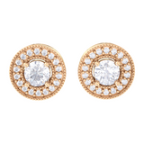 Round Lab Grown Diamond Halo Stud Earrings