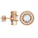 Round Lab Grown Diamond Halo Stud Earrings