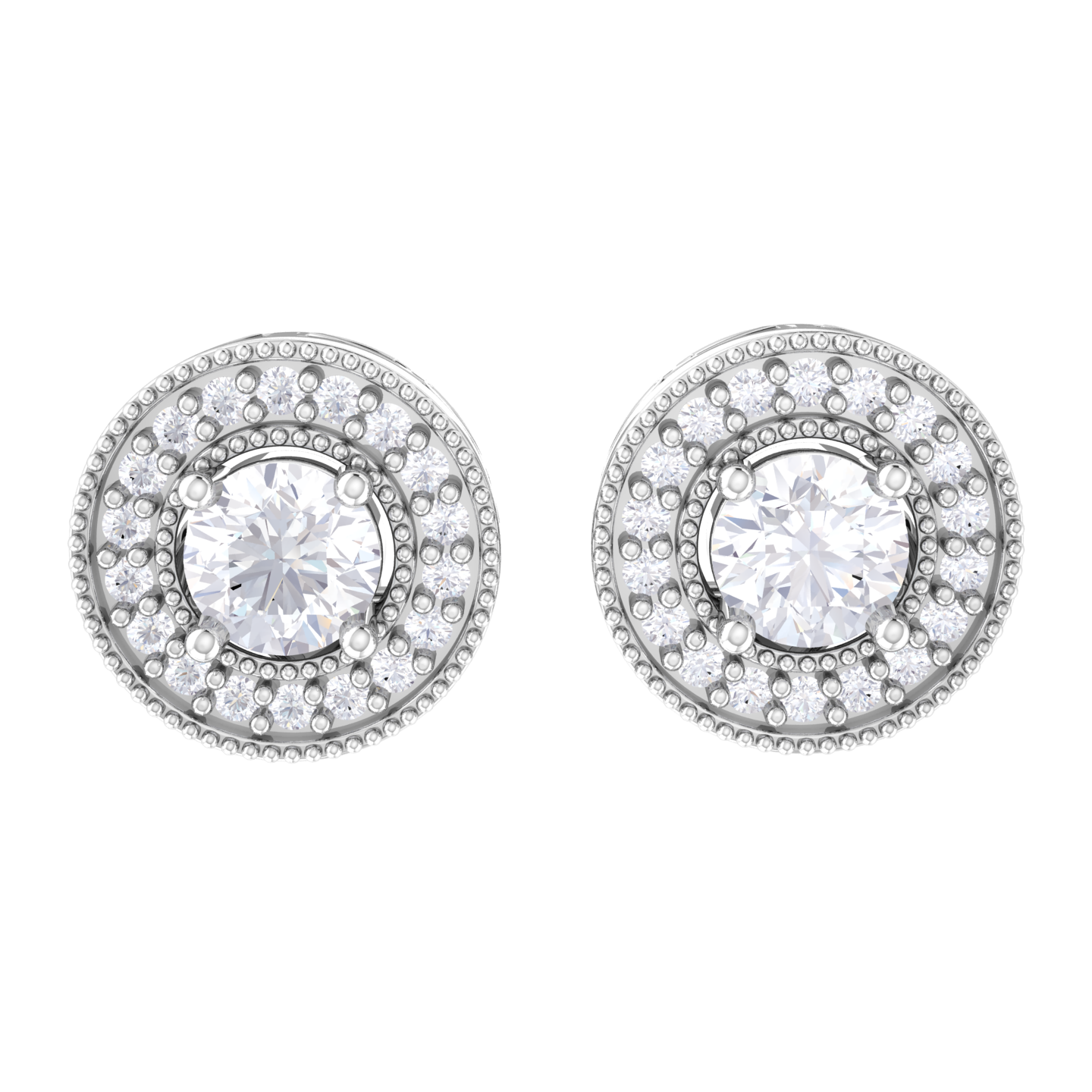 Round Lab Grown Diamond Halo Stud Earrings