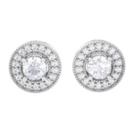 Round Lab Grown Diamond Halo Stud Earrings