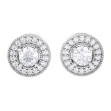 Round Lab Grown Diamond Halo Stud Earrings