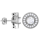 Round Lab Grown Diamond Halo Stud Earrings