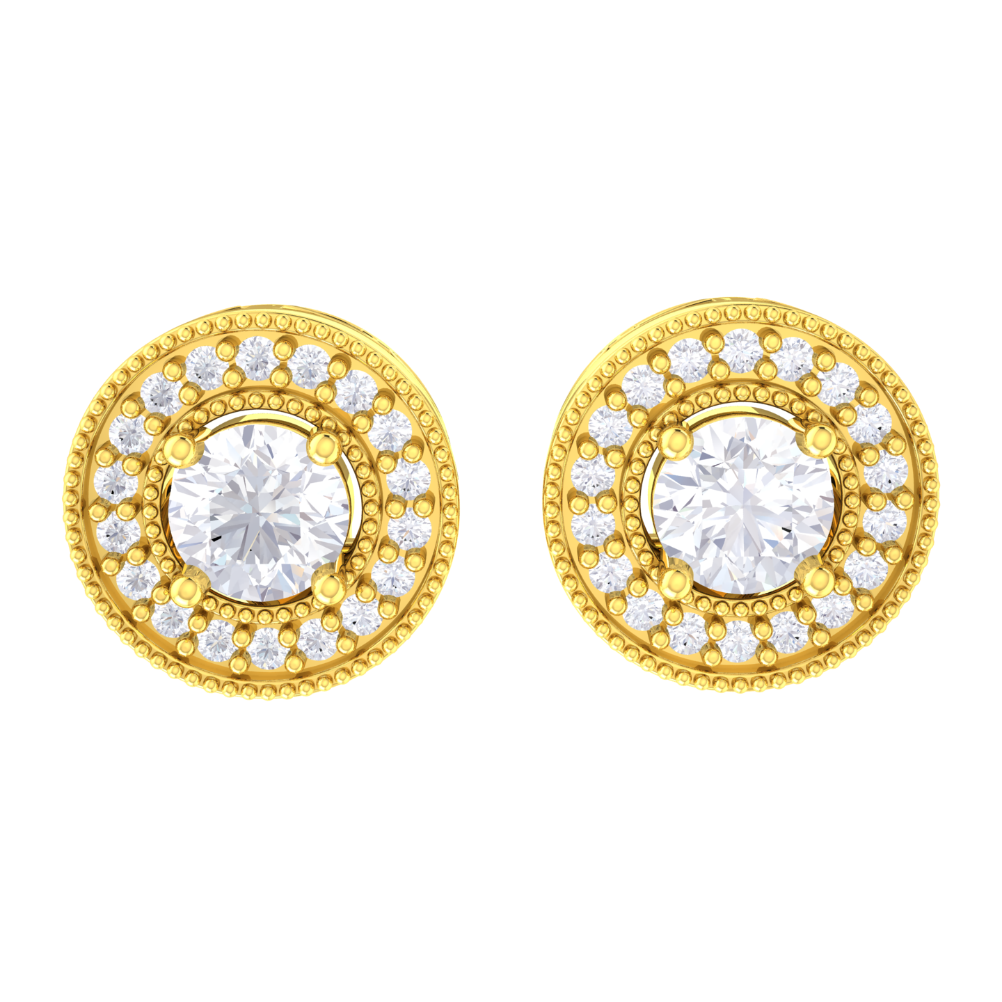 Round Lab Grown Diamond Halo Stud Earrings