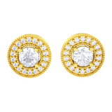 Round Lab Grown Diamond Halo Stud Earrings