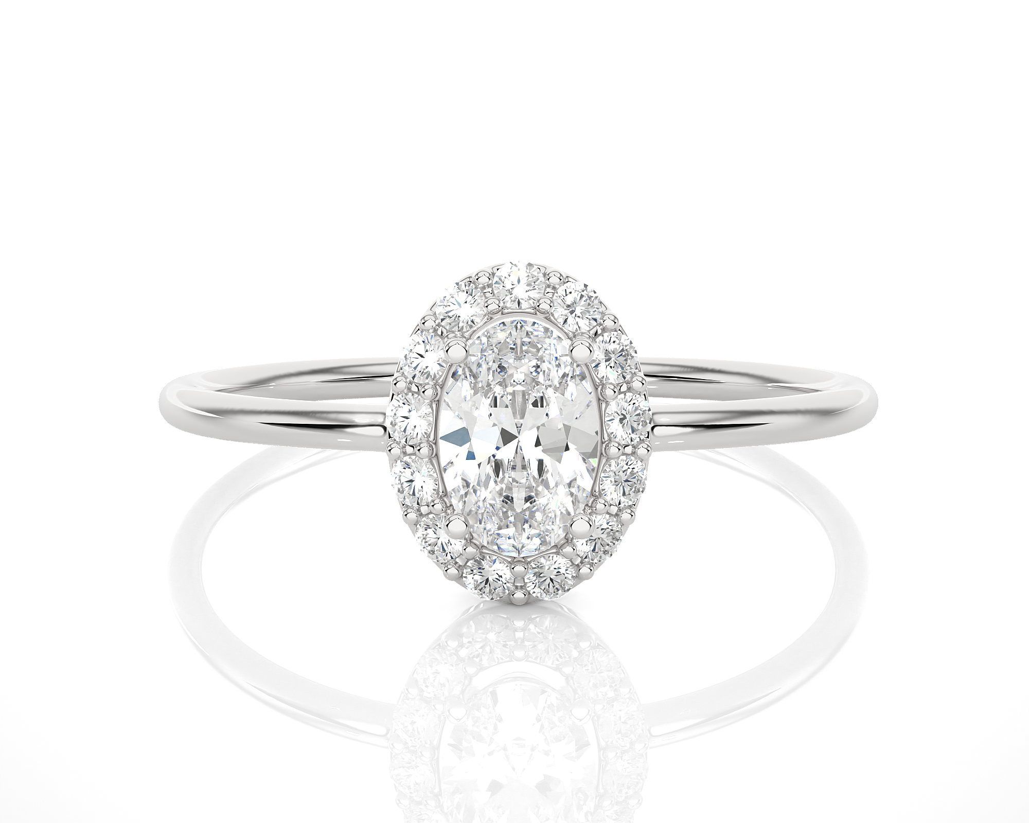 5/8 ctw Oval Lab Grown Diamond Halo Engagement Ring