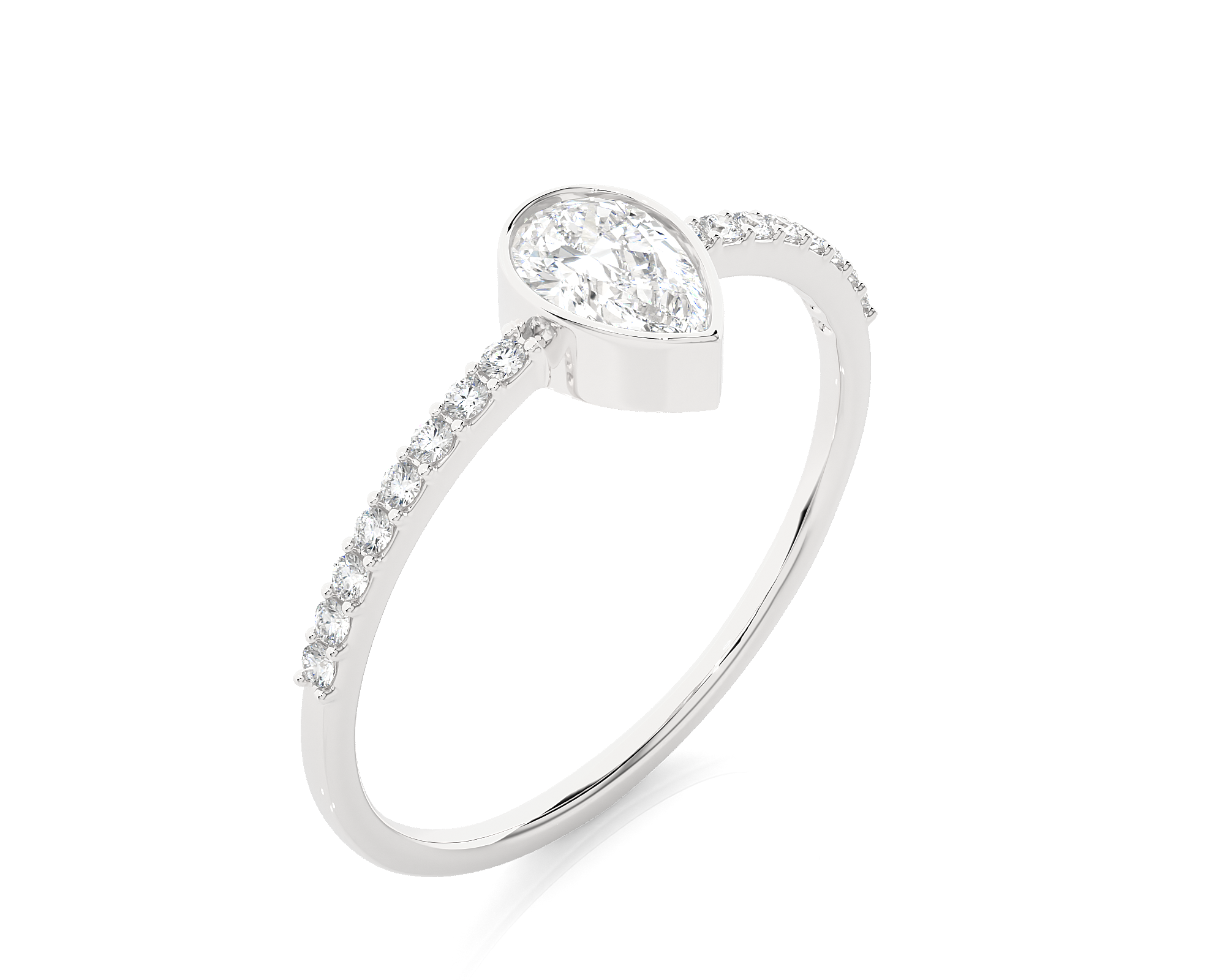 5/8 ctw Pear-Shaped Lab Grown Diamond Side Stone Engagement Ring
