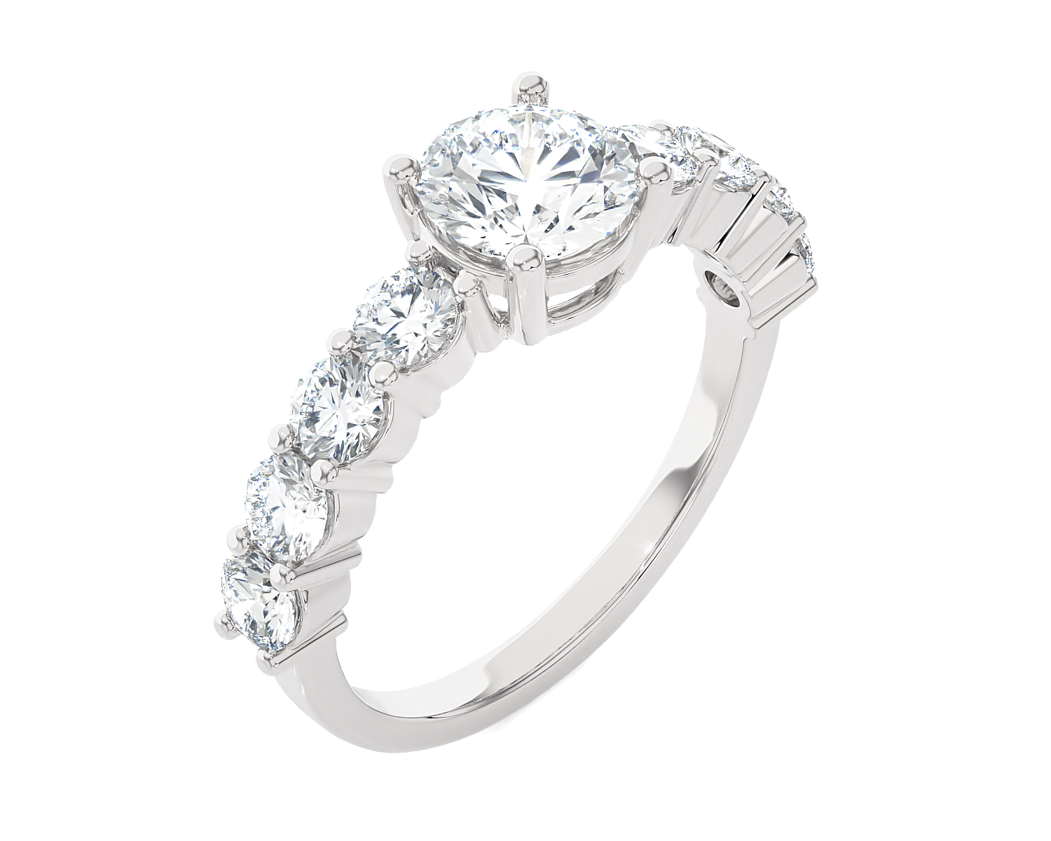 2 ctw Round Lab Grown Diamond Side Stone Engagement Ring