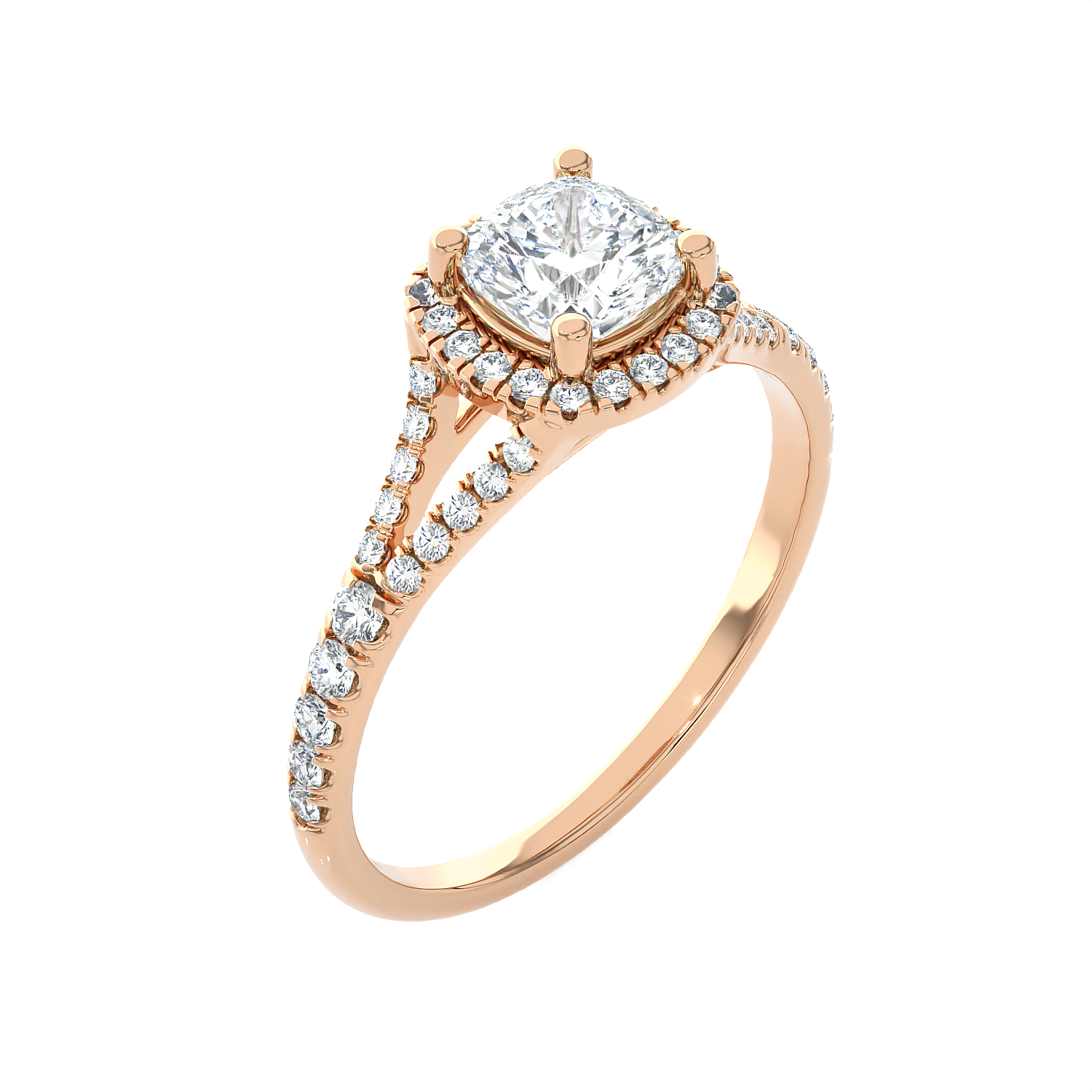 1 1/5 ctw Cushion-Cut Lab Grown Diamond Halo Engagement Ring