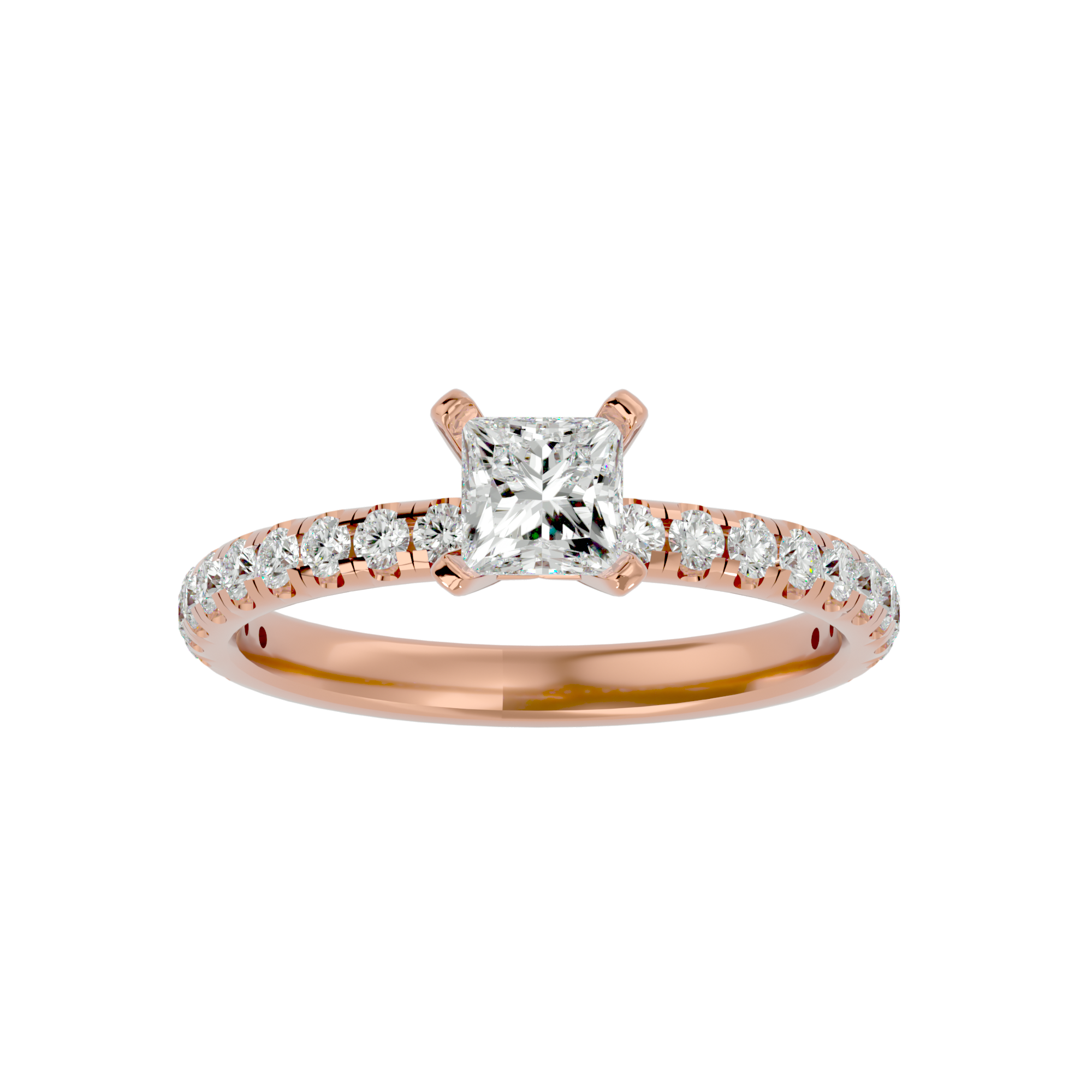 1 ctw Princess-Cut Lab Grown Diamond Side Stone Engagement Ring