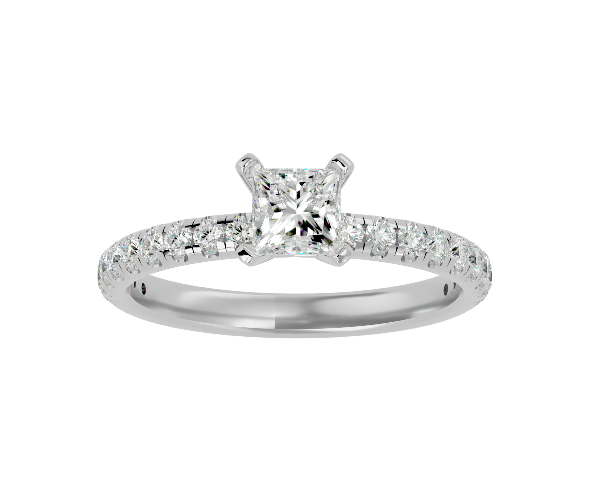 1 ctw Princess-Cut Lab Grown Diamond Side Stone Engagement Ring
