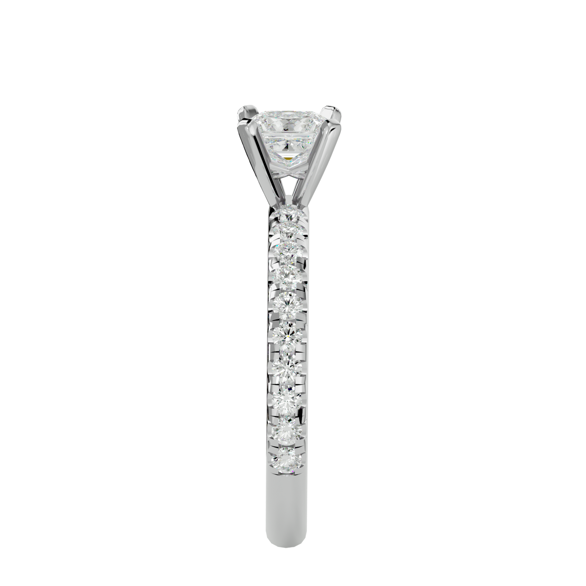 1 ctw Princess-Cut Lab Grown Diamond Side Stone Engagement Ring