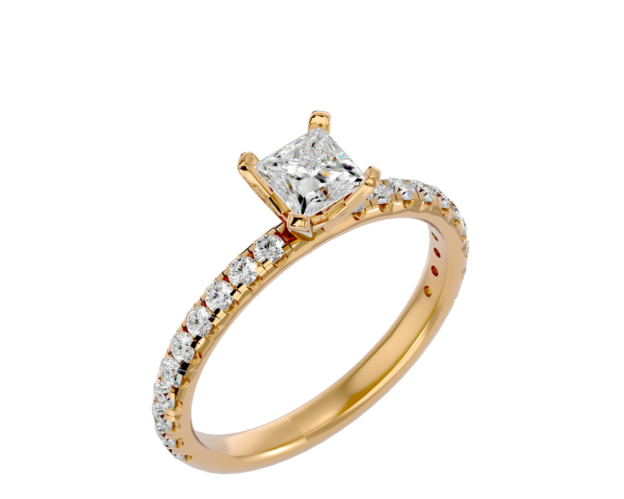1 ctw Princess-Cut Lab Grown Diamond Side Stone Engagement Ring