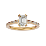 1 1/2 ctw Emerald-Cut Lab Grown Diamond Side Stone Engagement Ring