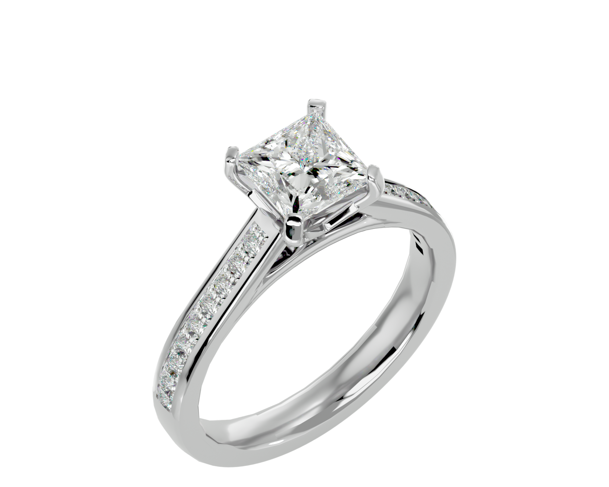 1 5/8 ctw Princess-Cut Lab Grown Diamond Side Stone Engagement Ring