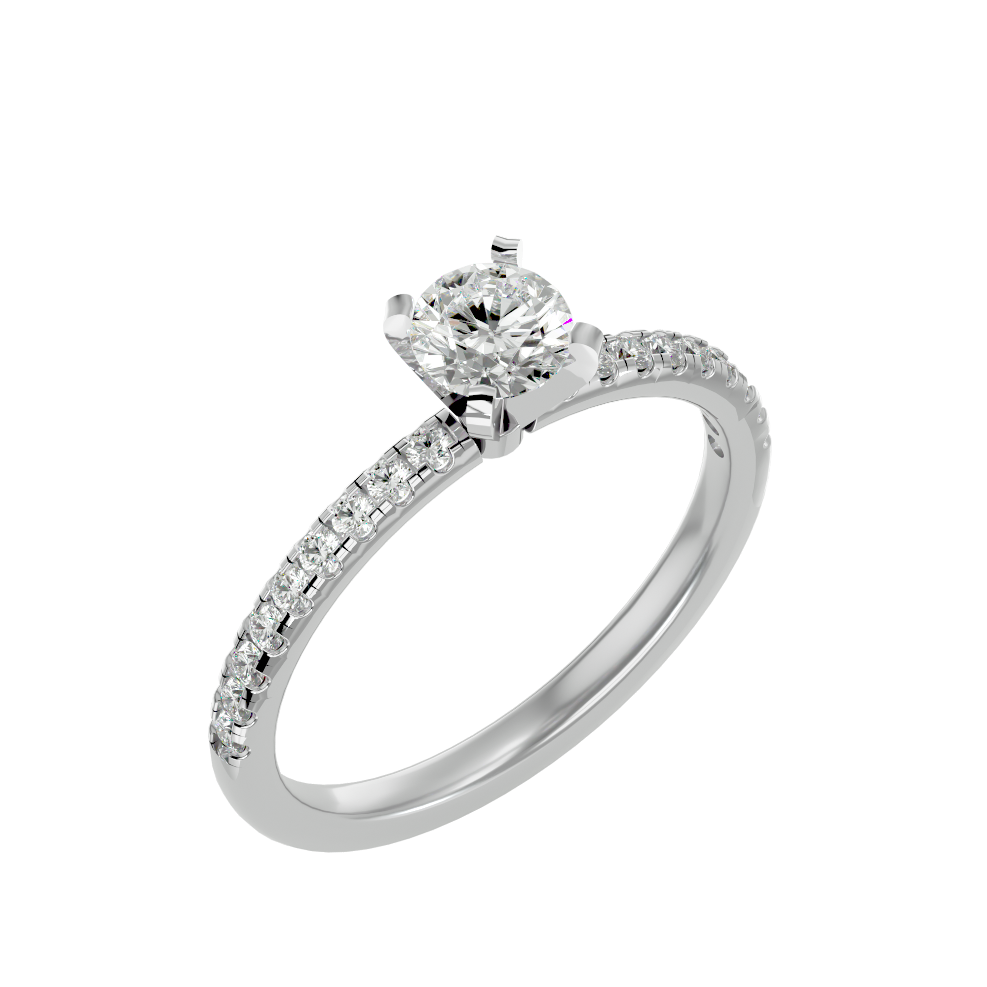 1/2 ctw Round Lab Grown Diamond Side Stone Engagement Ring