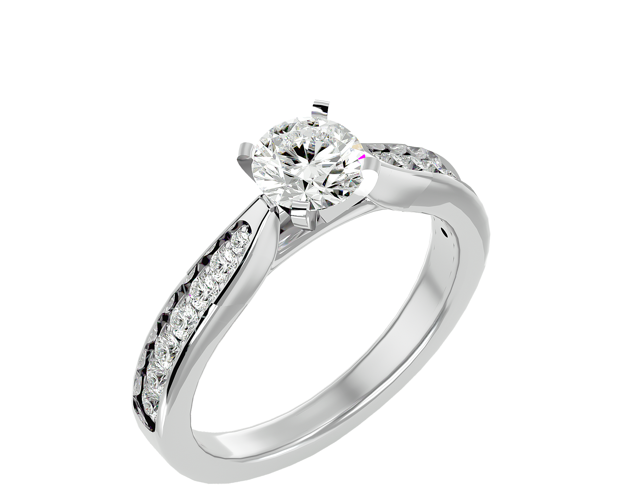 1 3/8 ctw Round Lab Grown Diamond Side Stone Engagement Ring