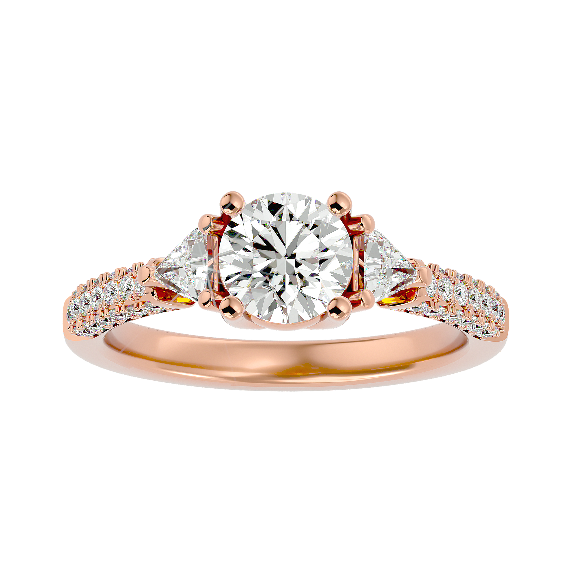 1 5/8 ctw Round Lab Grown Diamond Side Stone Engagement Ring