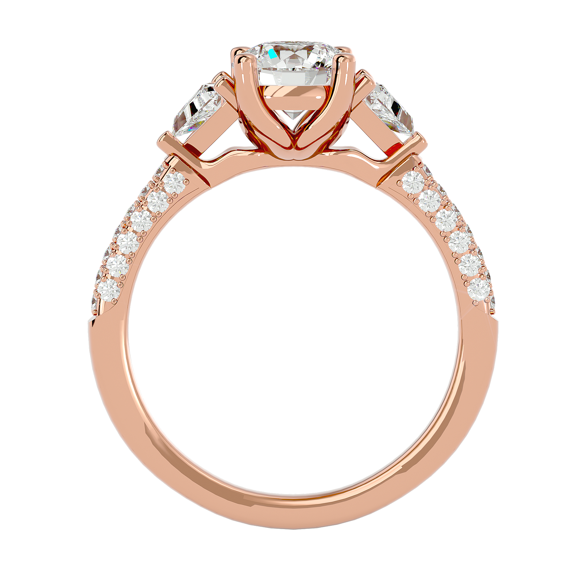 1 5/8 ctw Round Lab Grown Diamond Side Stone Engagement Ring