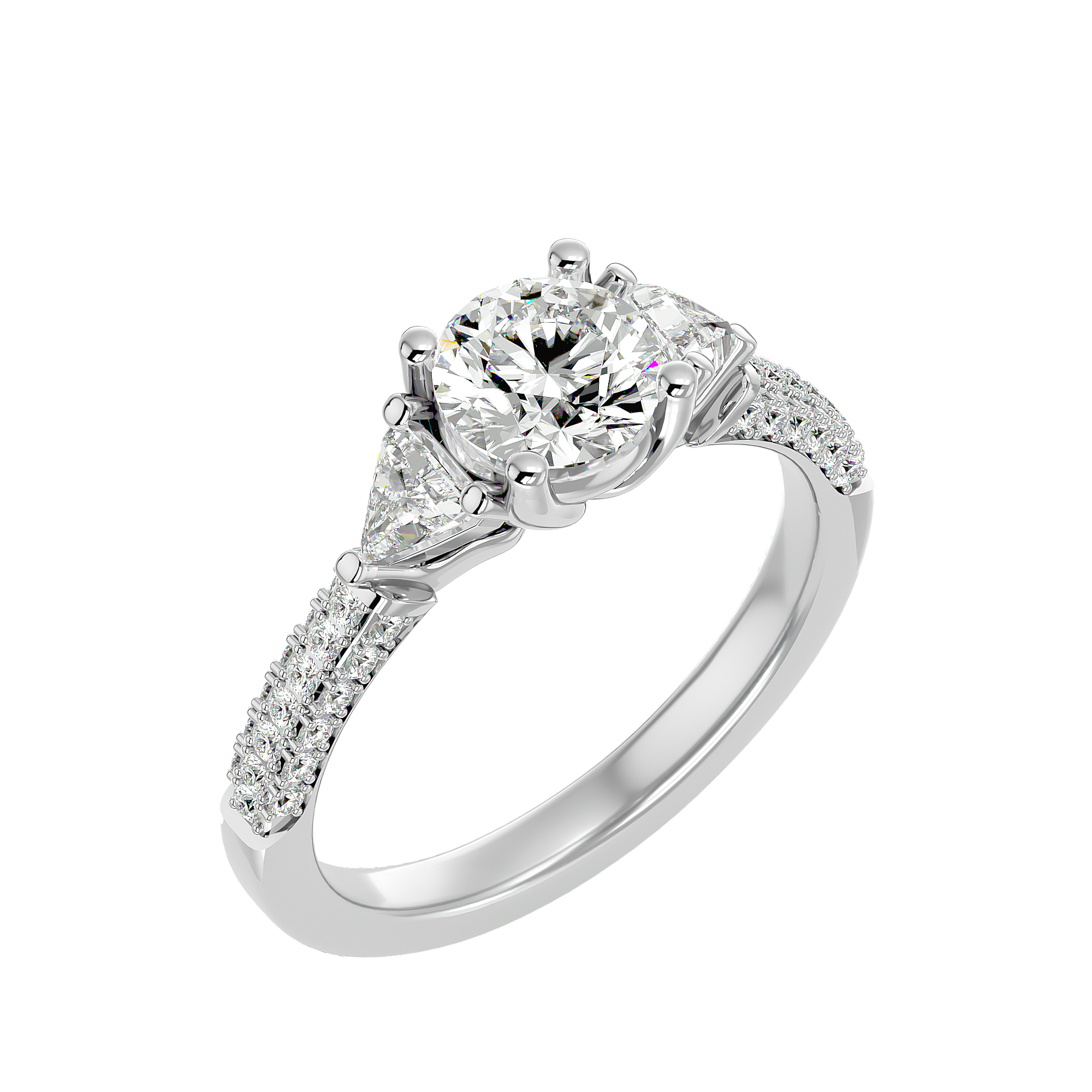 1 5/8 ctw Round Lab Grown Diamond Side Stone Engagement Ring