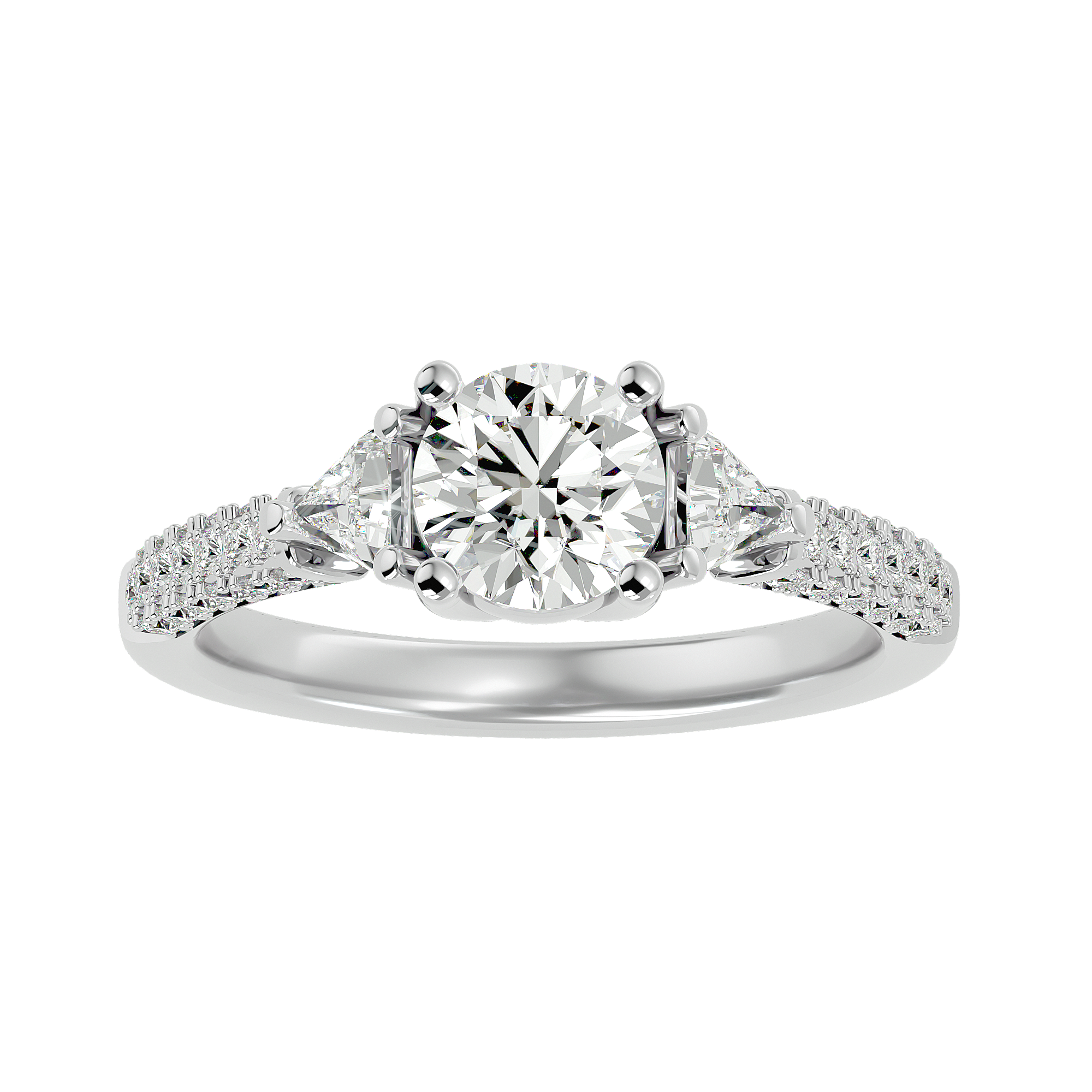 1 5/8 ctw Round Lab Grown Diamond Side Stone Engagement Ring