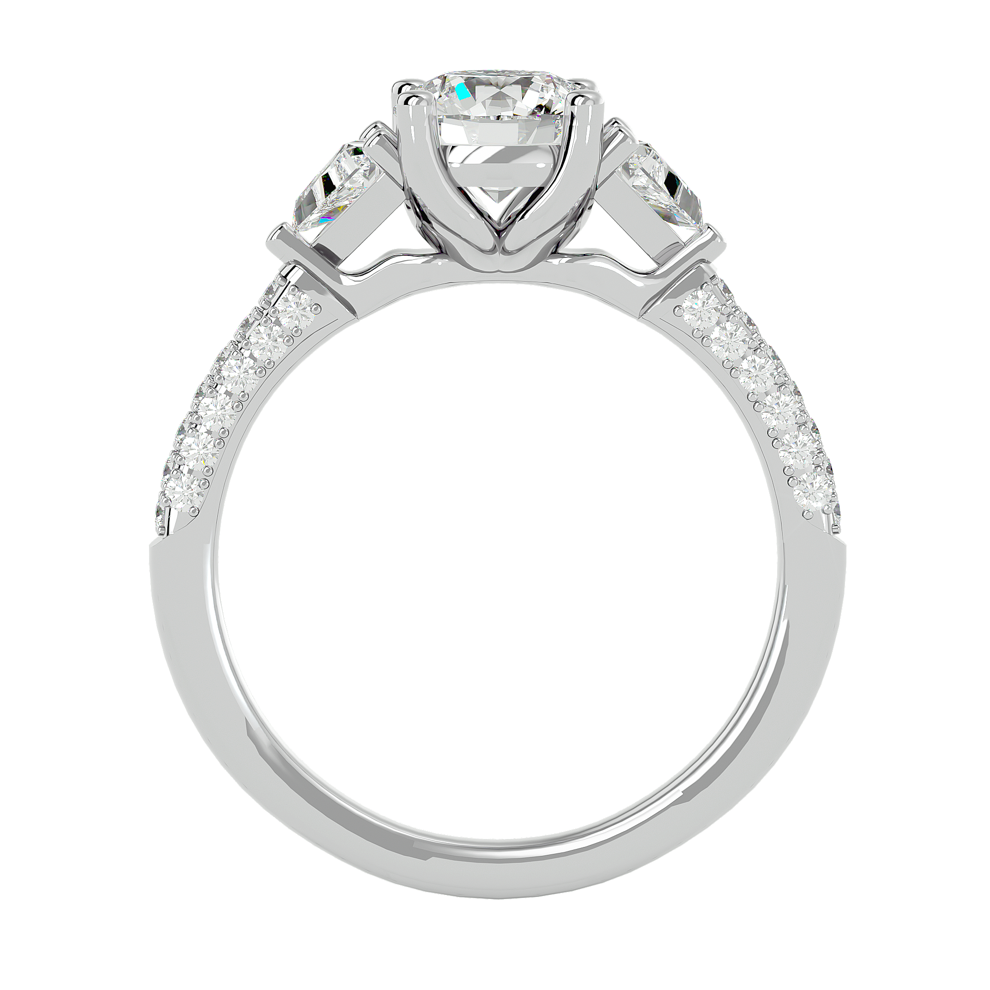1 5/8 ctw Round Lab Grown Diamond Side Stone Engagement Ring