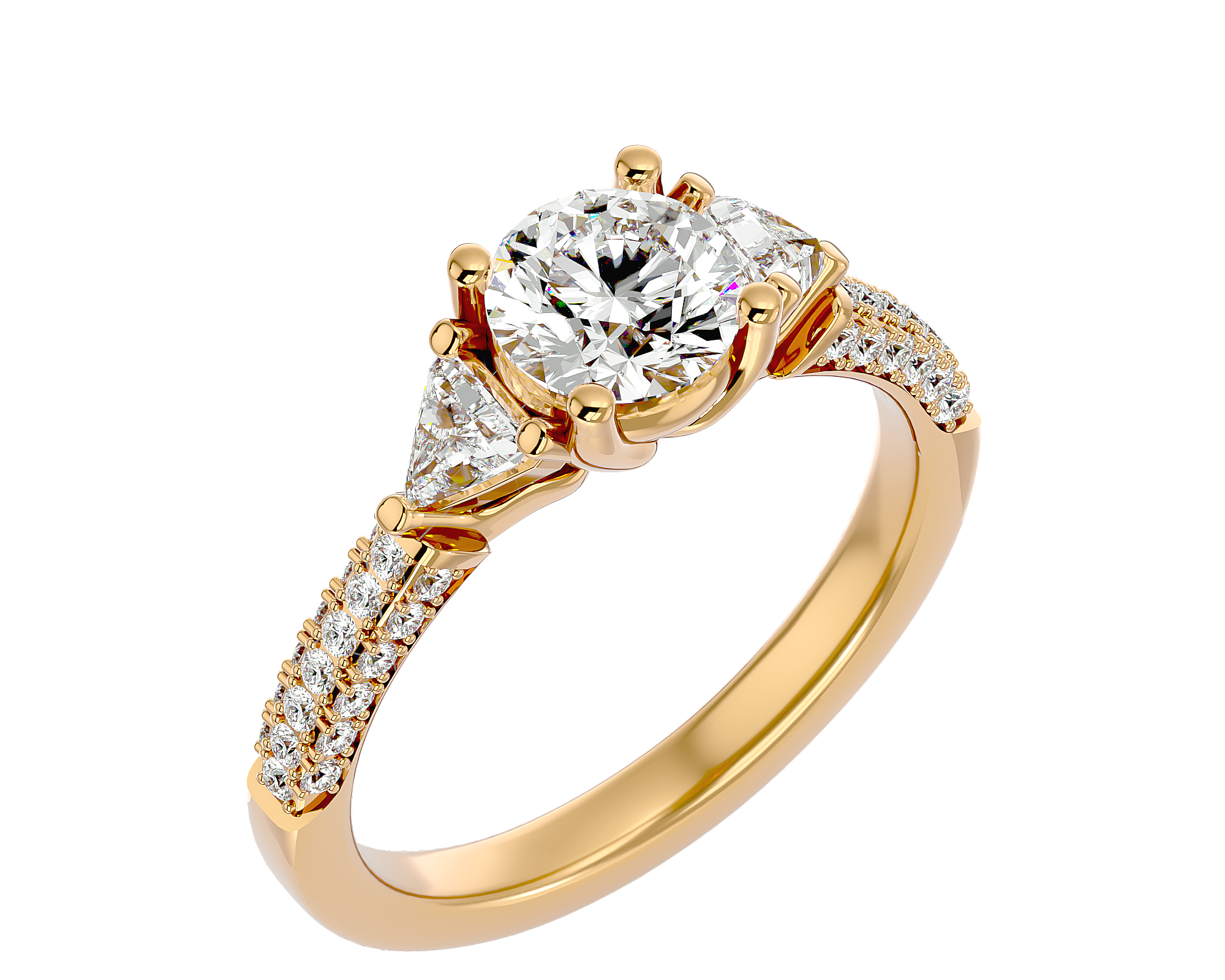 1 5/8 ctw Round Lab Grown Diamond Side Stone Engagement Ring