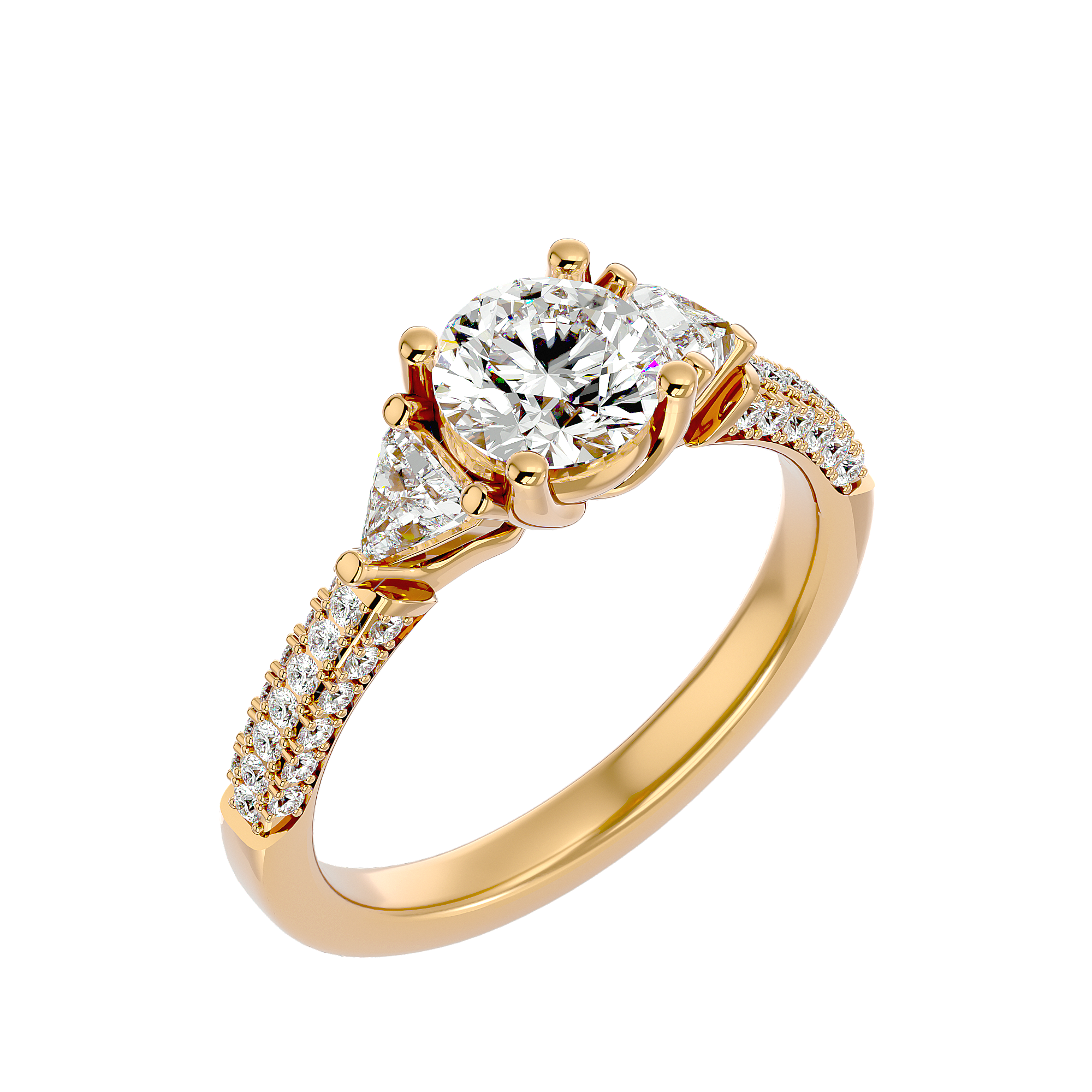 1 5/8 ctw Round Lab Grown Diamond Side Stone Engagement Ring