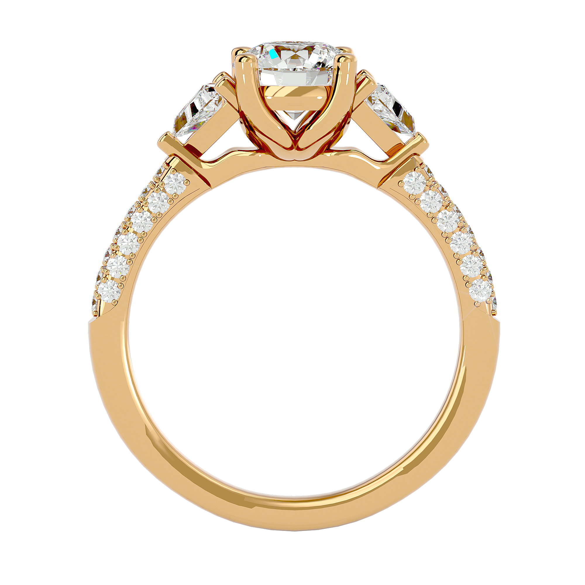 1 5/8 ctw Round Lab Grown Diamond Side Stone Engagement Ring