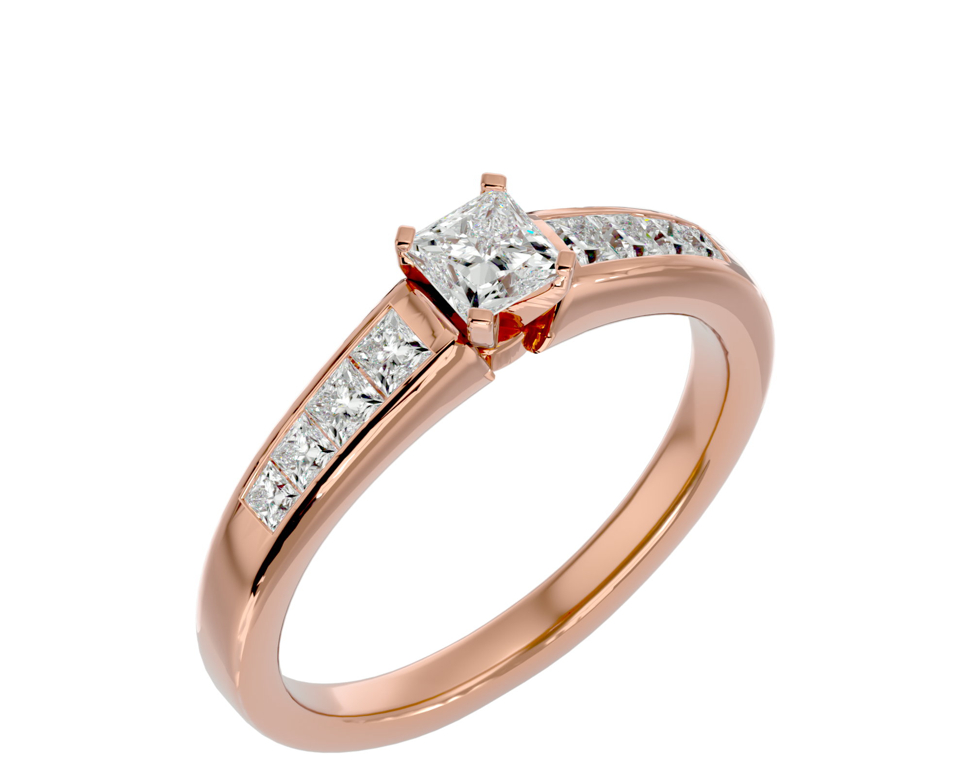 5/8 ctw Princess-Cut Lab Grown Diamond Side Stone Engagement Ring