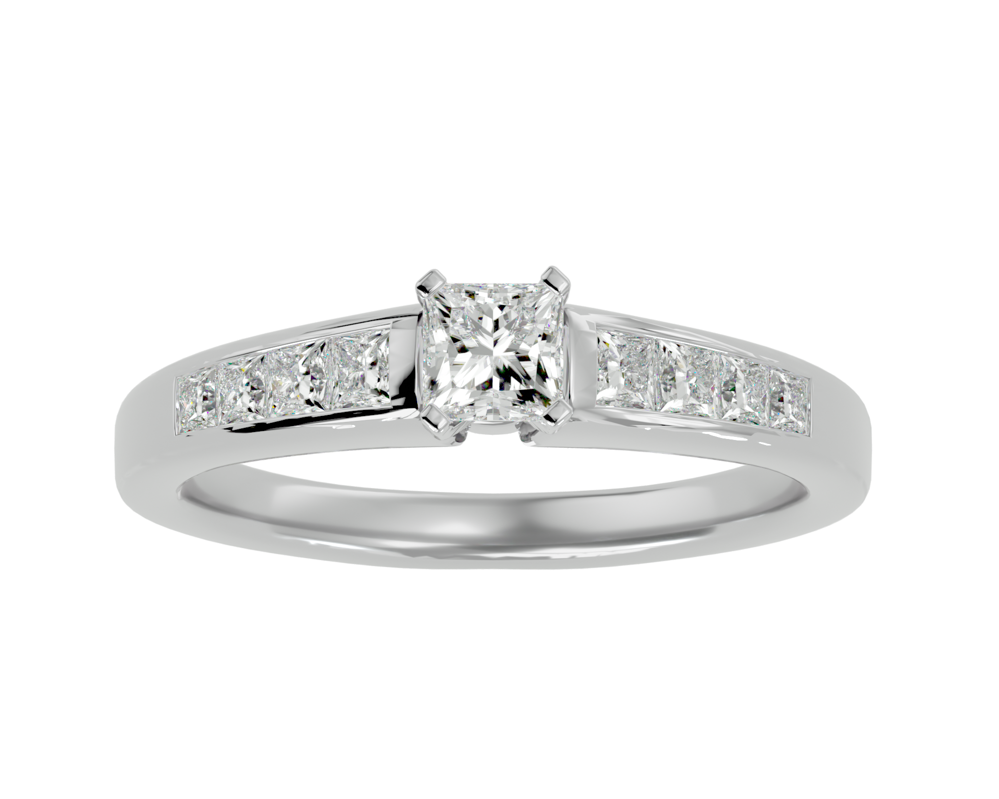 5/8 ctw Princess-Cut Lab Grown Diamond Side Stone Engagement Ring