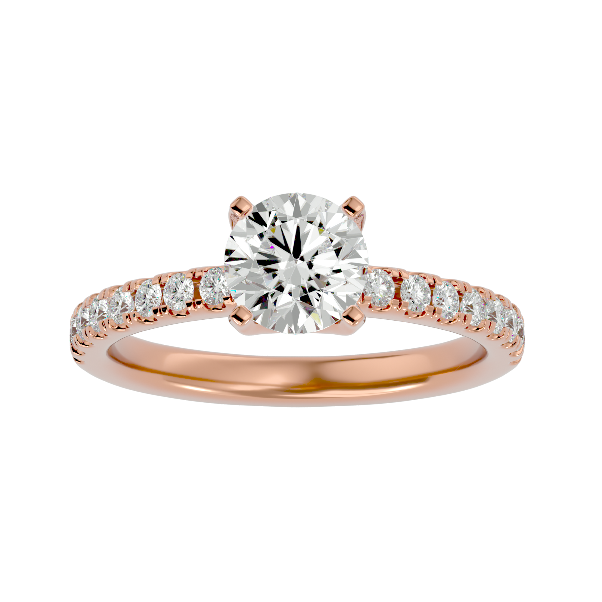 1 1/2 ctw Round Lab Grown Diamond Side Stone Engagement Ring