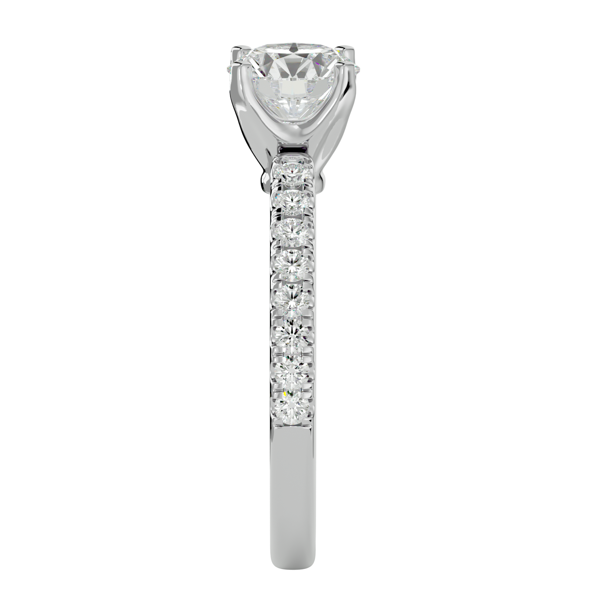 1 1/2 ctw Round Lab Grown Diamond Side Stone Engagement Ring