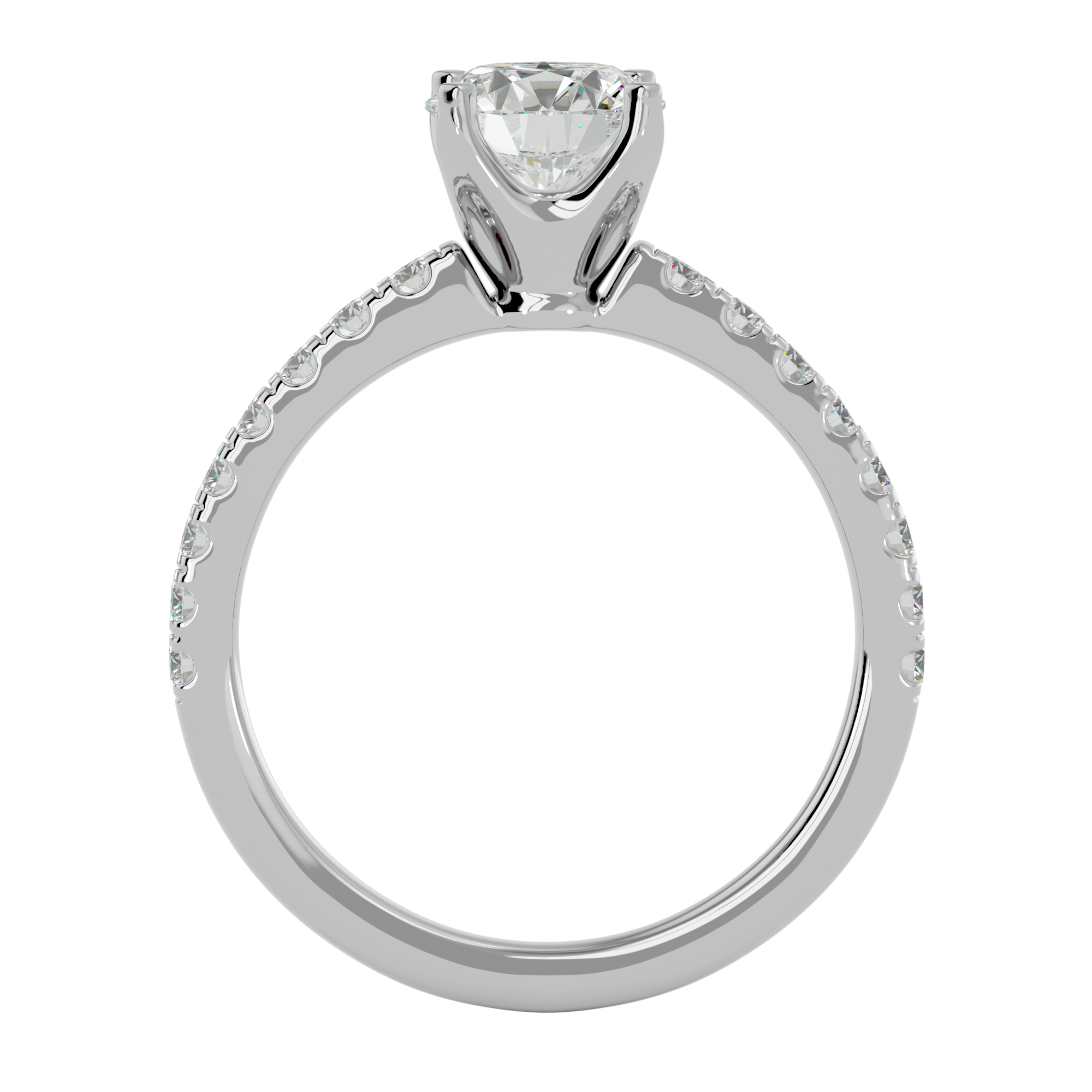 1 1/2 ctw Round Lab Grown Diamond Side Stone Engagement Ring