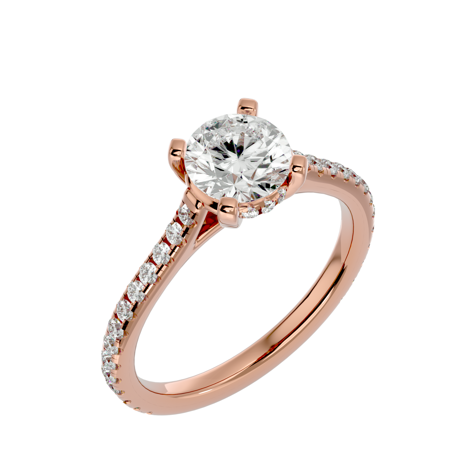 1 3/4 ctw Round Lab Grown Diamond Side Stone Engagement Ring