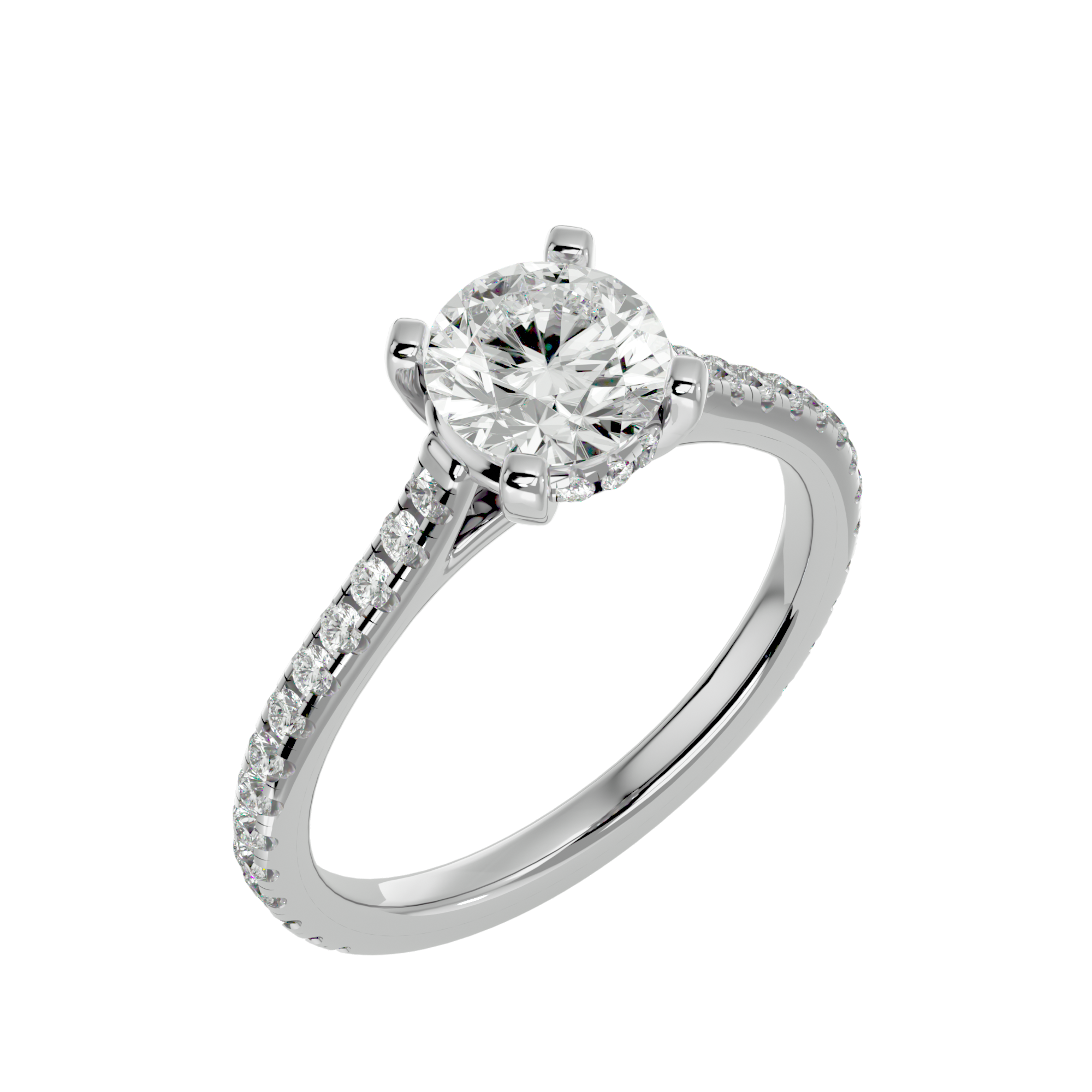 1 3/4 ctw Round Lab Grown Diamond Side Stone Engagement Ring