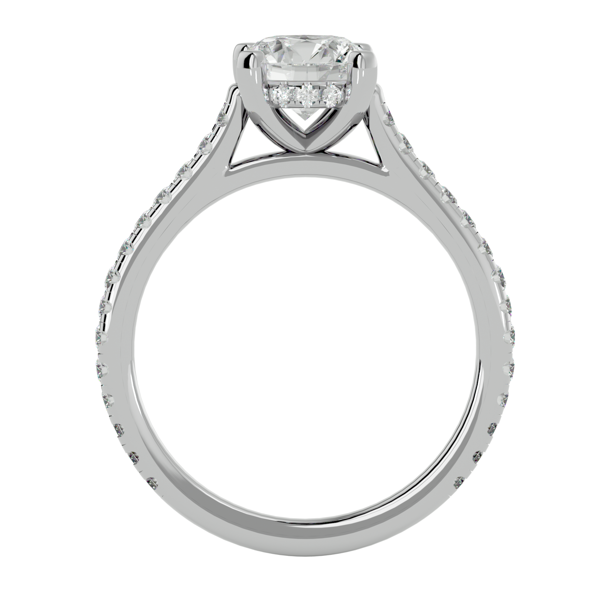 1 3/4 ctw Round Lab Grown Diamond Side Stone Engagement Ring