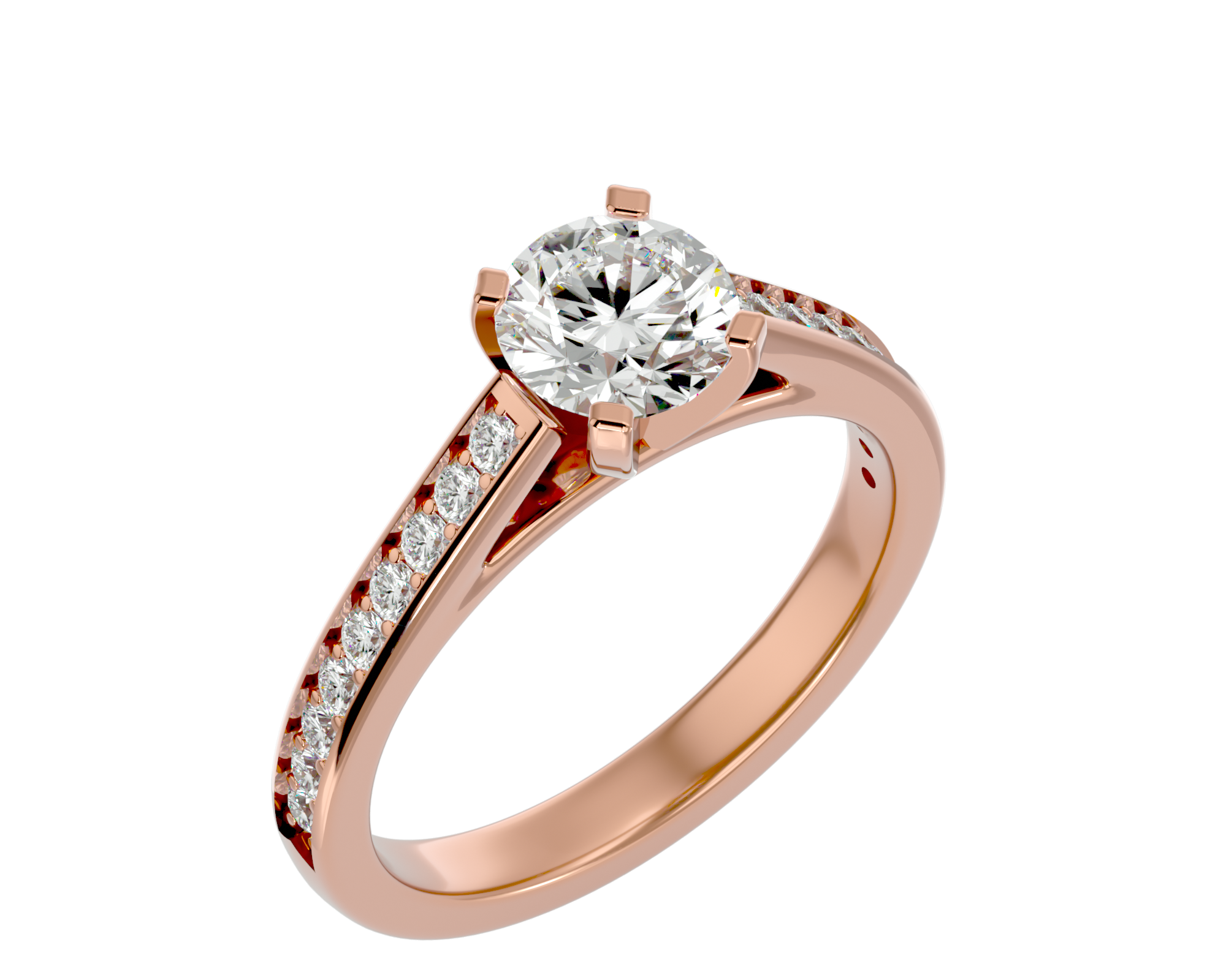 1 5/8 ctw Round Lab Grown Diamond Side Stone Engagement Ring