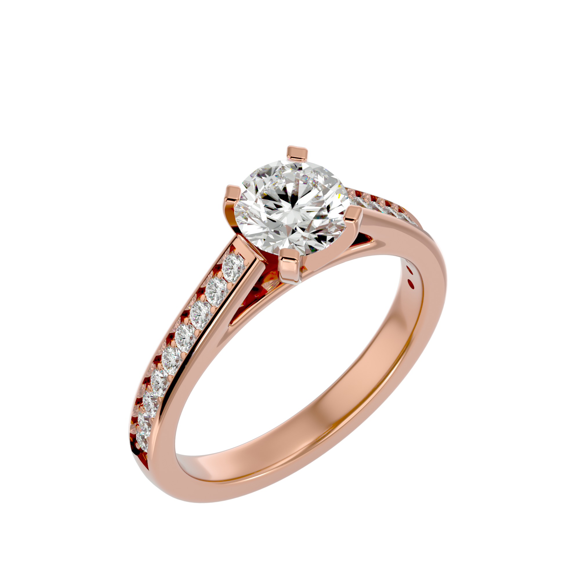1 5/8 ctw Round Lab Grown Diamond Side Stone Engagement Ring
