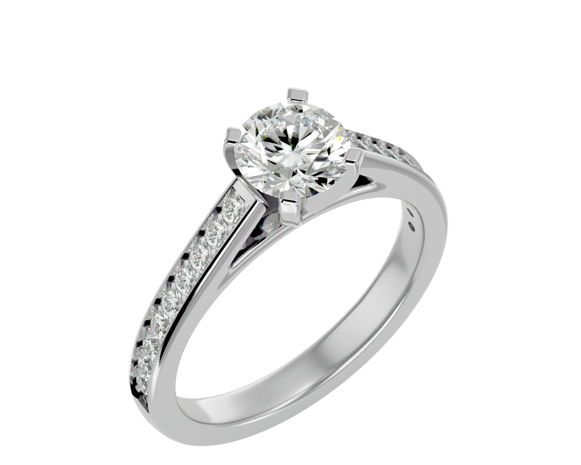 1 5/8 ctw Round Lab Grown Diamond Side Stone Engagement Ring