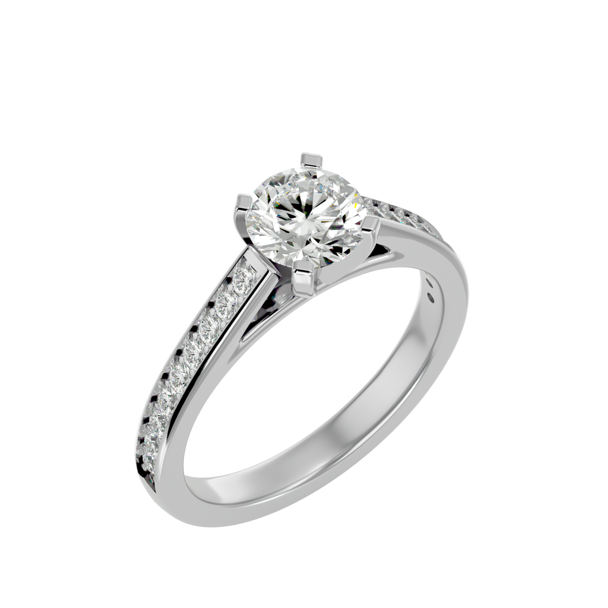 1 5/8 ctw Round Lab Grown Diamond Side Stone Engagement Ring
