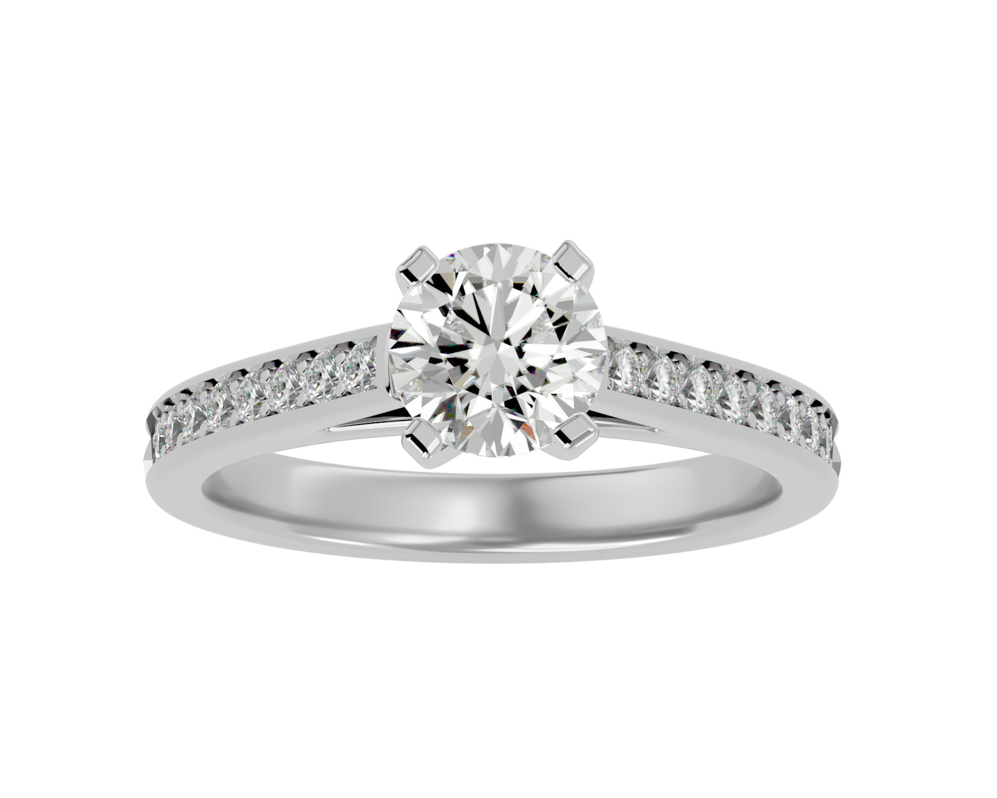 1 5/8 ctw Round Lab Grown Diamond Side Stone Engagement Ring