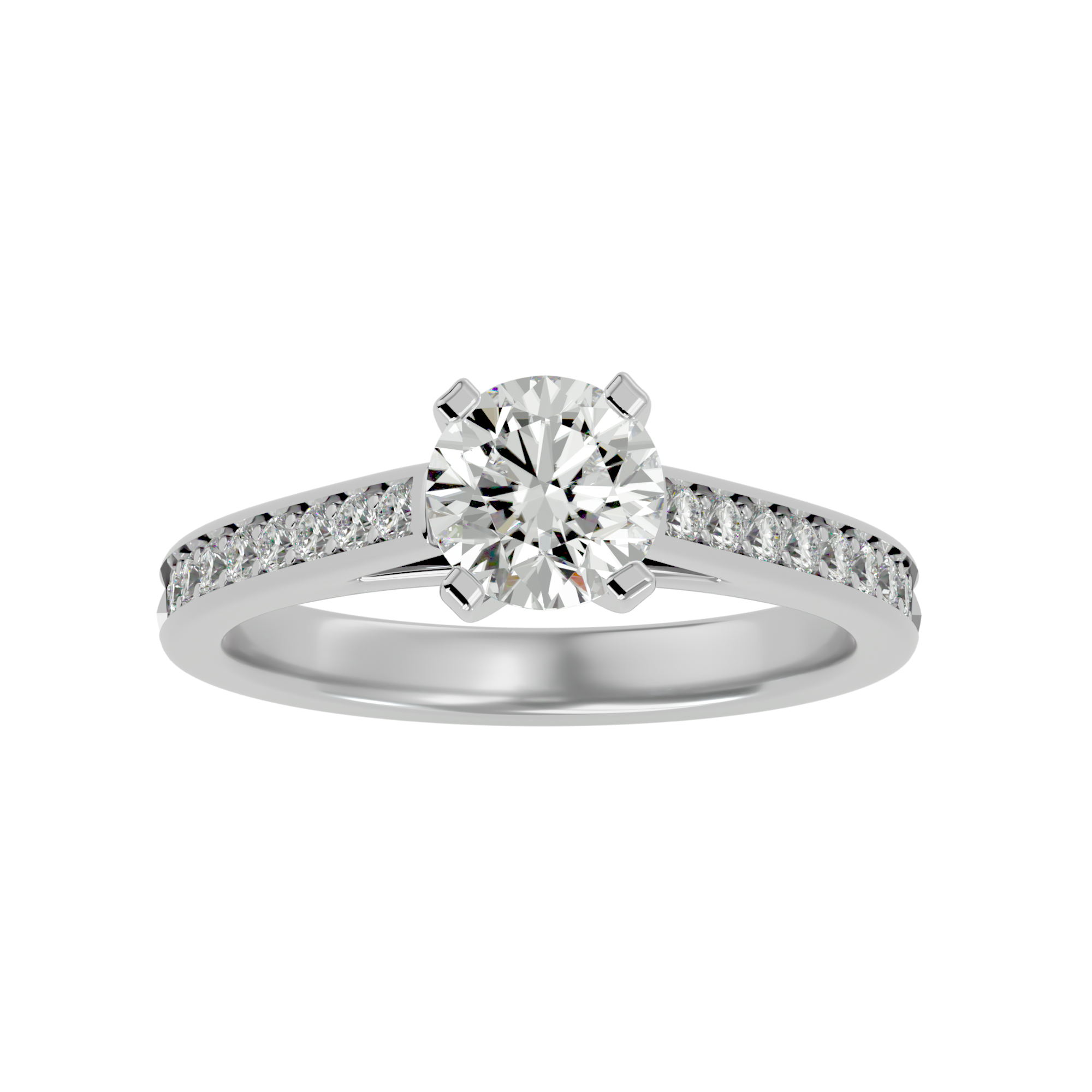 1 5/8 ctw Round Lab Grown Diamond Side Stone Engagement Ring